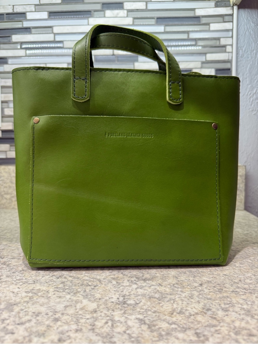 Portland Leather Green Apple Mini zip Crossbody Tote